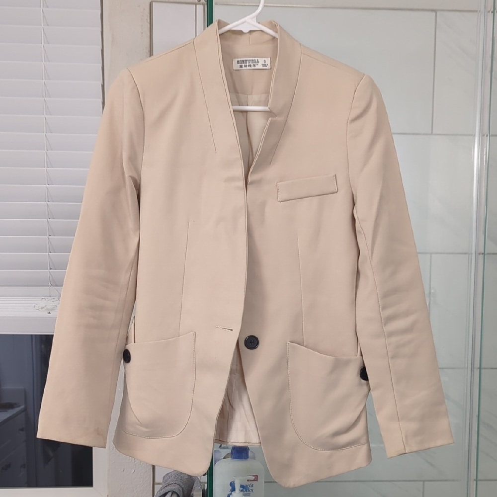 Beige Blazer with Dark Buttons